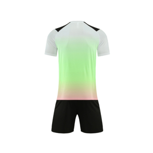 Conjunto de Camiseta y Pantalones Cortos de Fútbol Sublimados en Degradado Verde y Negro para Hombre, Ropa Deportiva de Poliéster que Absorbe la Humedad, Manga Corta - Product Image 6