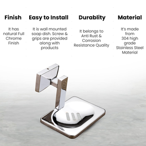 Wall Mounted Metal Soap Dish Chrome Finish Rectangular Soap Holder <b>Bathroom</b> Wall Mount Soap <b>Tray</b> - Product Image 4