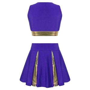 ชุดผ้าโพลีเอสเตอร์คุณภาพมาตรฐาน เสื้อครอปแขนกุดพร้อมกระโปรงจีบเข้าชุด ชุดเต้นรำ ชุดเชียร์ลีดเดอร์ - Product Image 2