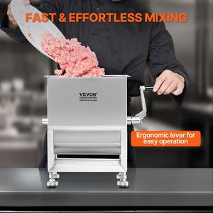 Miscelatore Manuale per Carne con Serbatoio Fisso in Acciaio Inox da 15L, Capacità Massima 15LBS, Attrezzatura per Lavorazione della Carne per la Produzione di Salsicce - Product Image 3