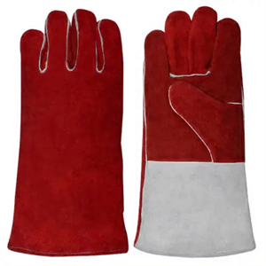 Gants de soudage en cuir industriels à manches longues, gants de soudage en cuir rouges, fonction anti-chaleur, gants de sécurité industriels en cuir pour le soudage - Product Image 3