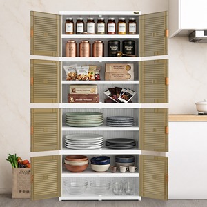 Smartbox 8-Layer Standing <b>Storage</b> Cabinet with Acrylic Door and Chrome Gold Handle for <b>Kitchen</b> Organization - Product Image 4