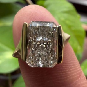 Elegant Radiant Cut Lab Grown Diamond Half Bezel <b>Set</b> <b>Ring</b> With 14K Yellow <b>Gold</b> with IGI Certified Diamond <b>Ring</b> for Women's - Product Image 1