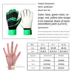 Gants de gardien de but de football, doigts entiers, vert noir, cuir PU, fermeture auto-agrippante, unisexe, respirant, antidérapant - Product Image 4