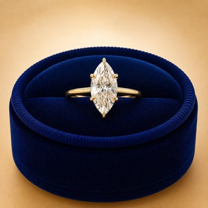 Anillo de Compromiso de Lujo con Diamante Cultivado en Laboratorio, Corte Marquesa de 1.50ct, Certificado IGI, Oro Sólido de 14K, Solitario, Promesa de Boda para Mujer - Product Image 3