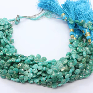 Perles d'Amazonite russe naturelle facettées en forme de cœur, 5,5-6,5 mm, 8 pouces, pour la création de bijoux - Product Image 1