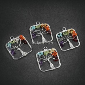 Collar de Moda Personalizado con Colgante en Forma de Árbol de la Vida, con Gema de Ágata y Diseño Circular Tallado al Estilo Feng Shui - Product Image 3