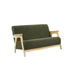 Ensemble de canapés de salon en bois de style mid-century modern avec revêtement vert et table basse ovale incluse - Product Image 2