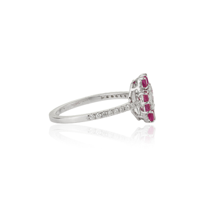 Newly Design Trending Genuine Ruby & Diamond Pure 14K White Gold <b>Stacking</b> Engagement <b>Ring</b> High End Custom Made Jewelry - Product Image 5