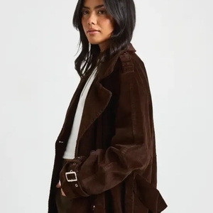 Nouveau manteau en laine croisé style ceinture 2026 pour femme, collection automne/hiver, style européen et américain, décontracté, long, uni et chaud - Product Image 3