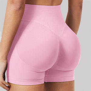 Pantalones cortos de compresión flexibles para gimnasio para mujer, color rosa, pantalones cortos de alto rendimiento para entrenamiento, ciclismo, correr y actividades físicas - Product Image 1