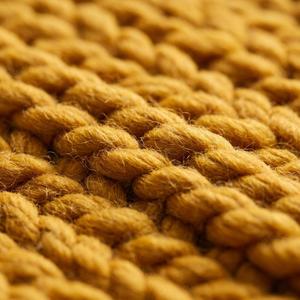 Tapis moderne en laine unie jaune moutarde, tissé à la main texturé, à poils moyens, tapis de salon moderne à boucles pour la décoration intérieure - Product Image 6