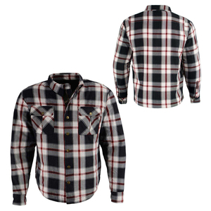 Men's Full <b>Sleeve</b> Plaid Motorcycle Kevlar Shirts Black Gray <b>Red</b> Checkered Pattern Autumn Cotton Shirts <b>Long</b> <b>Sleeve</b> <b>Top</b> - Product Image 1