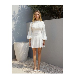 Robe pour femme de style décontracté, manches bouffantes, couleur blanche, nouvelle collection, acheter directement auprès d'un fournisseur indien au prix de gros - Product Image 1