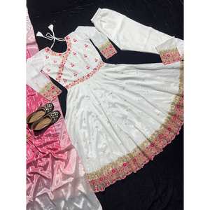 ชุด Anarkali ที่สวยงามและกางเกงมี dupatta สำหรับงานปาร์ตี้เครื่องประดับเสื้อผ้ามุสลิมแบบดั้งเดิม - Product Image 5