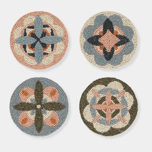 CRYSTAL CRAFT Octopus <b>Beaded</b> <b>Coasters</b> Custom Seed Bead Handmade Promotional Personalized Multi Colors Square - Product Image 6