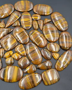 Pierre précieuse naturelle Œil de tigre jaune, en vrac, pour la fabrication de bijoux, de haute qualité, polie, cristal de guérison, cabochon coloré - Product Image 1