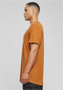 Camiseta de hombre con logo personalizado, color mostaza naranja, estilo streetwear, manga corta, algodón, corte largo, para hombres altos. - Product Image 2