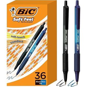 Penna a Sfera Retrattile con Impugnatura Morbida, Punta Media 1.0 mm, Impugnatura Antiscivolo, Confezione da 36 Pezzi con Inchiostri Assortiti - Product Image 1