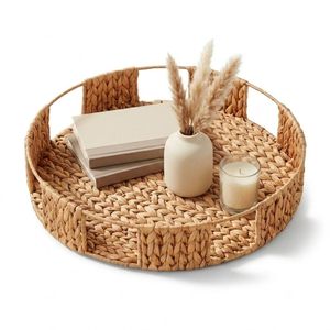 Plateaux de service décoratifs en jacinthe d'eau naturelle, style vintage, pour table basse ou comptoir de cuisine - Product Image 1