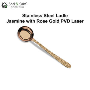 Rose Gold PVD Coated Stainless Steel Ladle with Laser Jasmine Elegant <b>Utensil</b> for Serving Beverages & <b>Dishes</b> - Product Image 5