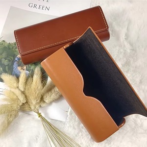 Classic Tan Leather <b>Glasses</b> <b>Case</b> <b>Soft</b> Padded Eyewear Protector Bulk Orders For Optical Stores LGC-0080 - Product Image 3