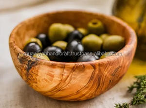 Bol de service en bois de haute qualité bol rond pour salades Fruits nourriture fruits secs en bois fait à la main pour la fête à la maison Restaurant moderne - Product Image 3