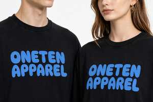 Camiseta Blanca Extra Grande para Hombre ONETEN APPAREL con Estampado '90' en Negro, Manga Corta, Informal, de Algodón Transpirable, Cuello Redondo - Product Image 3