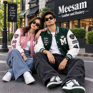 Blouson universitaire unisexe en coton, coupe classique, col montant, coupe-vent, avec patch lettres brodé et motif en relief, style preppy, automne - Product Image 5