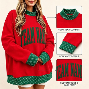 CUSTOM MADE <b>Women</b> Oversized Crew Neck Sweatshirt Light <b>Blue</b> Long Sleeve Knitted Cotton Solid 200g Front Logo Letter Decoration - Product Image 2