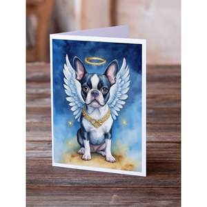 การ์ดอวยพร A7นางฟ้าบอสตันเทอร์เรียแปลกๆ8ใบพร้อม5x7ขนาดซองจดหมาย - Product Image 2