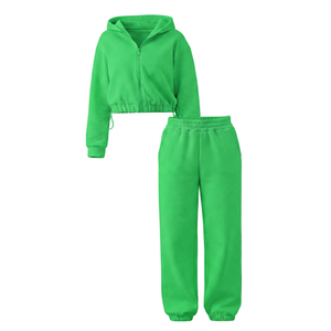 Ensemble de survêtement rose à capuche zippé pour femme, manches longues, couleur unie, coupe décontractée, sweat-shirt et pantalon, tenue d'automne - Product Image 5