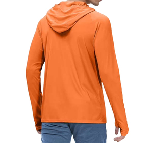 เสื้อฮู้ดผู้ชายสีส้ม แขนยาว แห้งเร็ว ป้องกันรังสียูวี ผ้าเฟรนช์เทอร์รี่ถัก สวมใส่สบาย ฤดูหนาว สีพื้น โพลีเอสเตอร์ ขายส่ง - Product Image 4