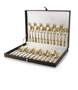 Flatware <b>Sets</b> Brass Spoon <b>Dinner</b> Party Catering Serving Spoons 24 Pieces Mirror Polished With <b>Black</b> Box - Product Image 1