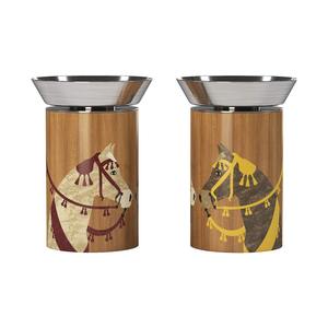 Brûleur d'encens en bois au motif cheval, design moderne, avec bassin métallique, élégant support de Bakhoor artistique équestre pour cadeau de Ramadan et de l'Aïd - Product Image 1