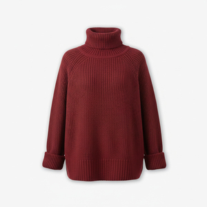 Nouveau pull décontracté à col roulé pour femme, couleur unie, anti-plis, en maille 100 % acrylique, coupe classique, du Vietnam - Product Image 2