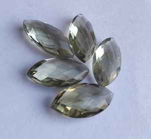 Ametyste verte naturelle, taille marquise briolette, coupe damier, pierre précieuse calibrée, pierre en vrac pour la création de bijoux - Product Image 3