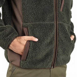 Men's Winter <b>Fleece</b> <b>Jacket</b> Solid Color Stand Collar Zipper Closure Windproof Casual Outdoor Wear Thick Polyester Sherpa <b>Lining</b> - Product Image 6