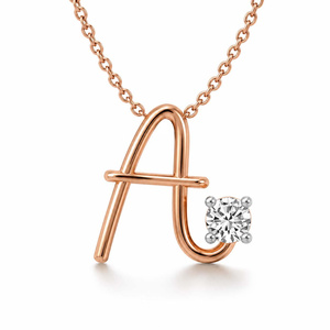 Minimal Round Cut Lab Grown Diamond <b>Pendant</b> With Initial A Letter Design Necklace Crafted From 10k/14k <b>Solid</b> <b>Gold</b> Jewelry - Product Image 5