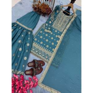 Designer Women's <b>Top</b> & Dupatta Set Elegant <b>Party</b> Wear Plazzo Look - Product Image 4
