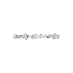 Aarinya Fancy-Cut Lab Grown Diamond 925 <b>Sterling</b> <b>Silver</b> Loose <b>Bracelet</b> IGI Certified Mixed-Cut Lab-Grown Diamond Tennis <b>Bracelet</b> - Product Image 1