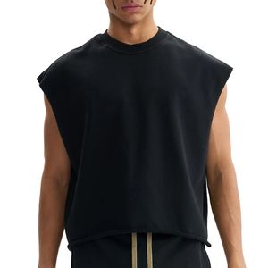 เสื้อกล้ามครอปคอวีทรงบ็อกซี่ ชายรุ่ย ผ้าฝ้าย 100% เนื้อนุ่ม สไตล์สตรีทแวร์ สำหรับผู้ชาย ขายส่ง - Product Image 3