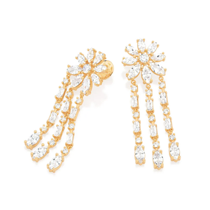 Flower Shape Drop <b>Earrings</b> Women's 18K Gold Plated <b>Crystal</b> Rhinestone Tassel <b>Earrings</b> Romantic Wedding Jewelry - Product Image 1