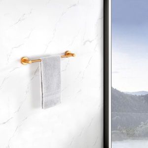 Porte-serviettes mural extensible moderne de 16 à 27 pouces, finition bronze, en aluminium spatial, or brossé, pour salle de bain et cuisine - Product Image 2
