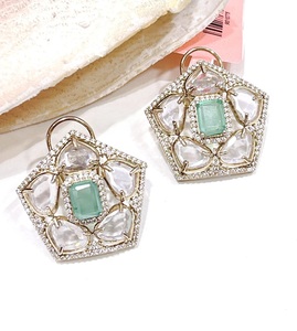 Dazzling Geometric <b>Stud</b> Earrings With Red Crystal And Rhinestones Antique <b>Silver</b> Plated For Women Party Wear Vintage Style - Product Image 3