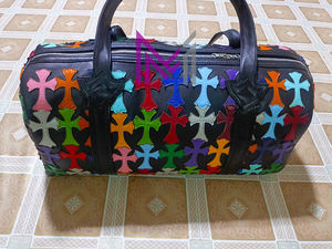 Bolsa de Viaje de Cuero Auténtico Hecha a Medida por el Fabricante, Estilo con Parches Cruzados, Bolsa de Viaje de Gran Capacidad para Fin de Semana - Product Image 4