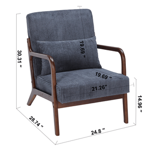 Fauteuil d'appoint moderne du milieu du siècle avec structure en bois massif et coussin rembourré, idéal pour la lecture dans le salon - Product Image 2