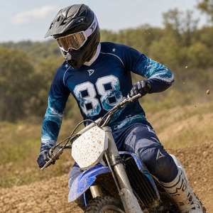 Jersey MX Sublimado Personalizado de Fábrica OEM con Patrón de Ondas, Camiseta Transpirable de Manga Larga para Motocross, Ropa de Carreras sin Marca - Product Image 6
