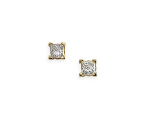 Boucles d'oreilles en or 14 carats avec diamants de laboratoire taille princesse et motif en spirale - Product Image 2