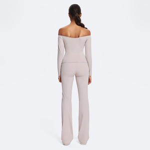 Ensemble de yoga 2 pièces imprimé en lyocell, séchage rapide, haute extensibilité : Crop top halter sans manches à quart de zip et short taille haute sans couture - Product Image 6